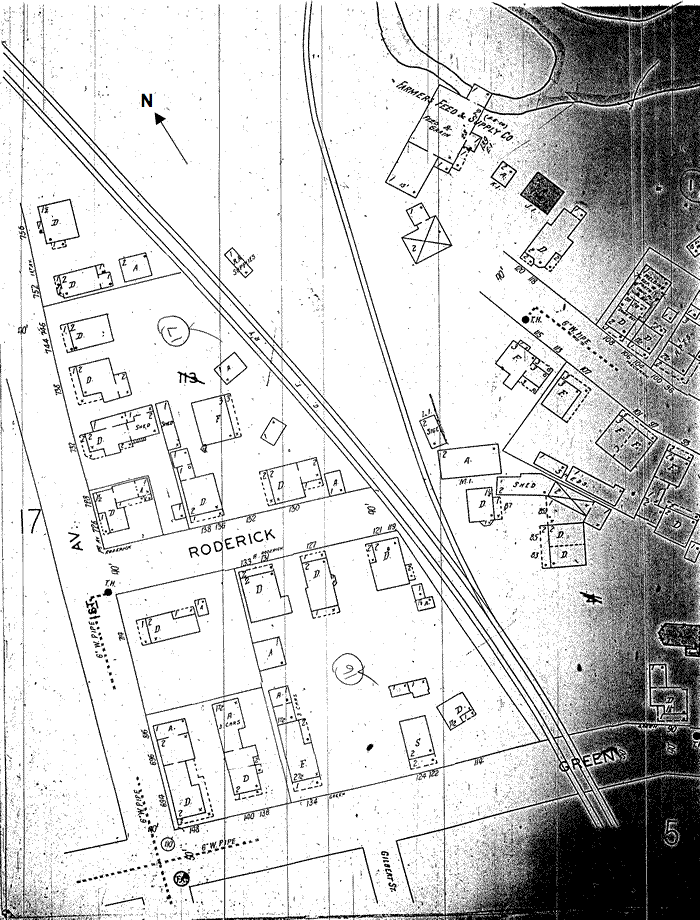 Roderick and Green Streets (Sanborn 1938-1950)