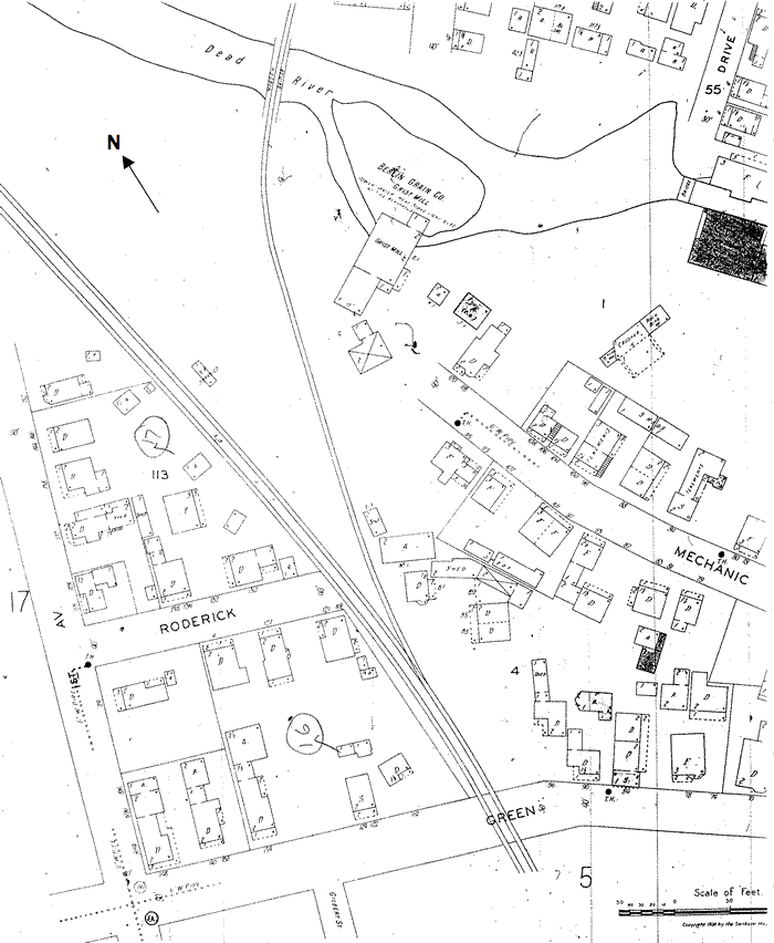 Roderick and Green Streets (Sanborn 1928)